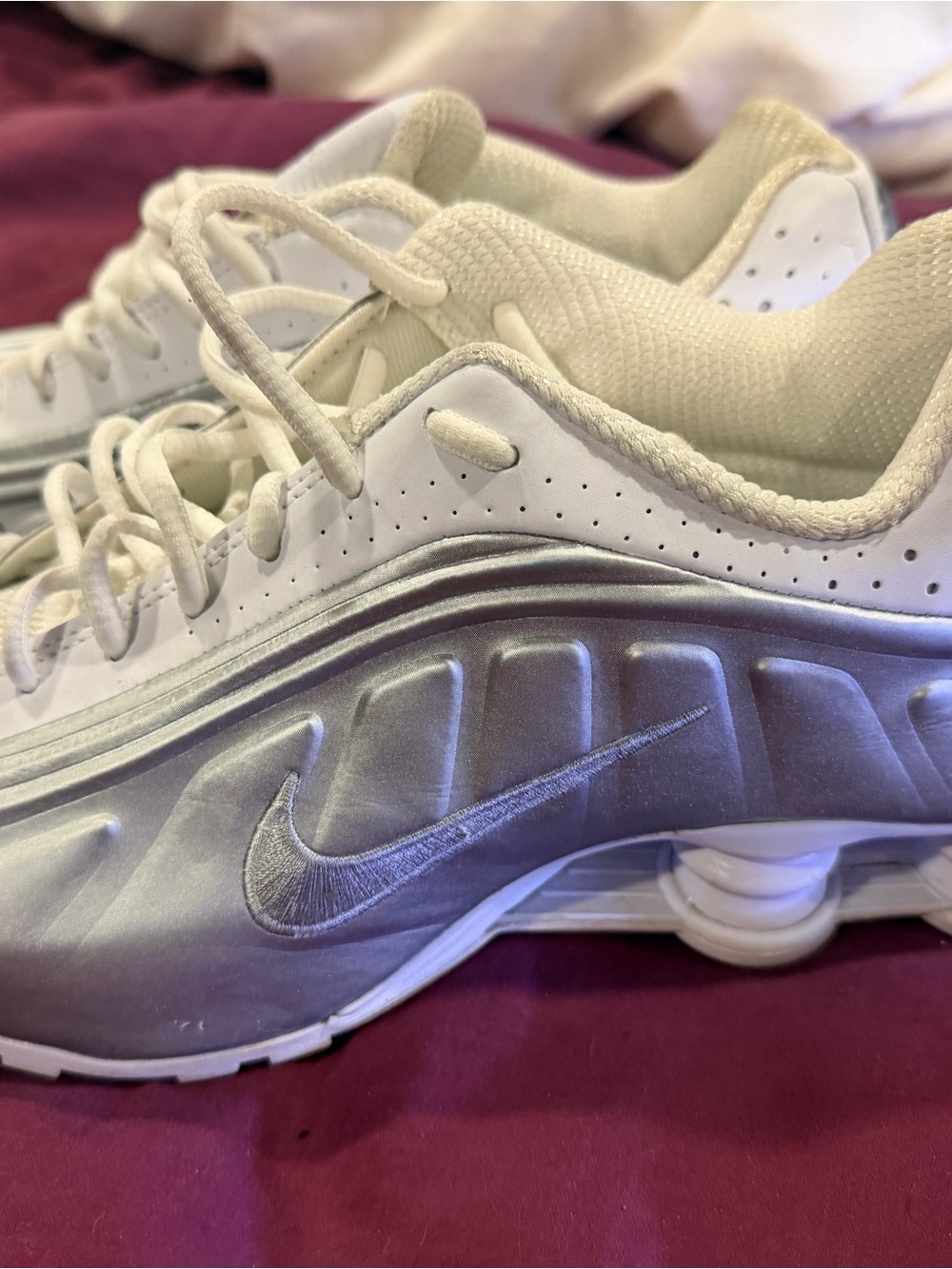 Nike  White and Silver Metallic Sneakers